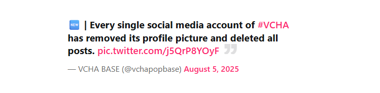 VCHA allegedly removed from JYP Entertainment's artist list, fueling disbandment rumors 2 vcha